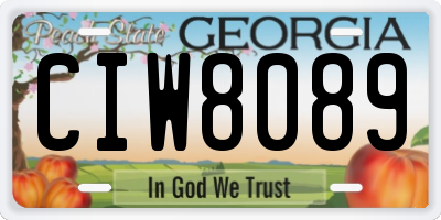 GA license plate CIW8089