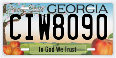 GA license plate CIW8090