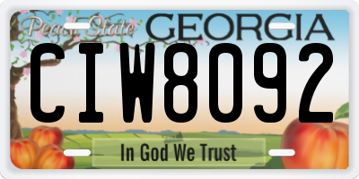 GA license plate CIW8092