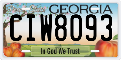 GA license plate CIW8093