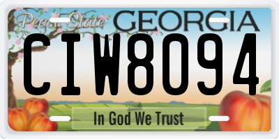 GA license plate CIW8094