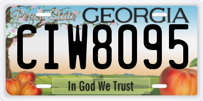 GA license plate CIW8095