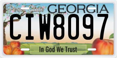 GA license plate CIW8097