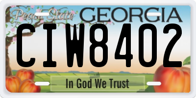 GA license plate CIW8402