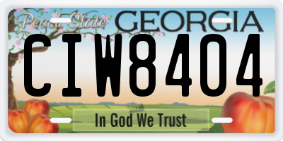 GA license plate CIW8404