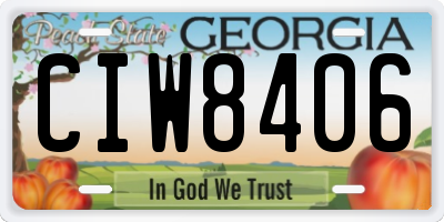 GA license plate CIW8406