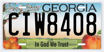 GA license plate CIW8408