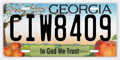 GA license plate CIW8409