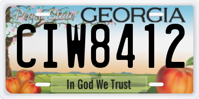 GA license plate CIW8412