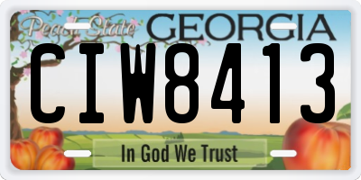 GA license plate CIW8413