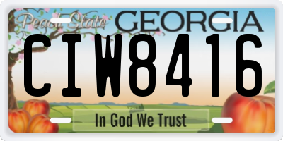 GA license plate CIW8416