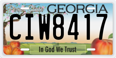 GA license plate CIW8417