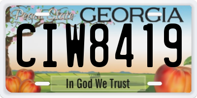 GA license plate CIW8419
