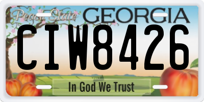 GA license plate CIW8426