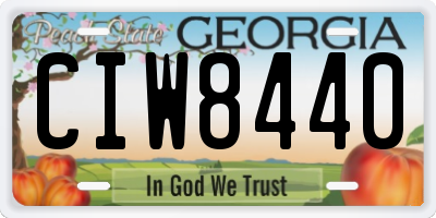 GA license plate CIW8440