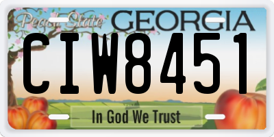 GA license plate CIW8451