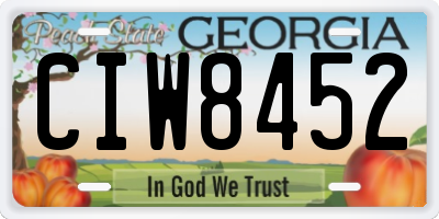 GA license plate CIW8452