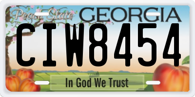 GA license plate CIW8454