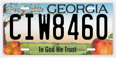GA license plate CIW8460