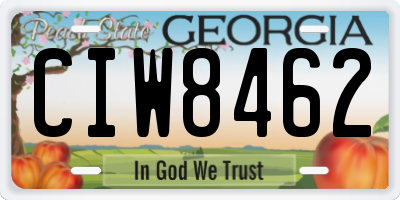 GA license plate CIW8462