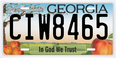 GA license plate CIW8465