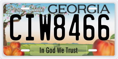 GA license plate CIW8466