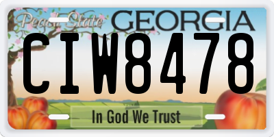 GA license plate CIW8478