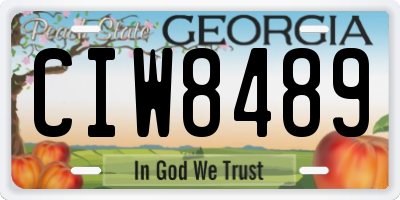 GA license plate CIW8489