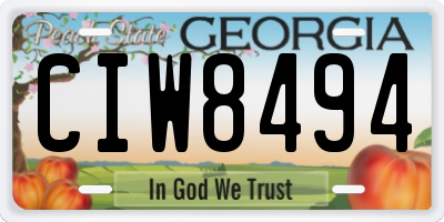 GA license plate CIW8494
