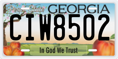 GA license plate CIW8502