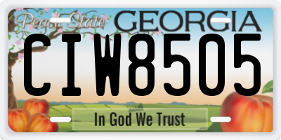 GA license plate CIW8505
