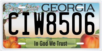 GA license plate CIW8506