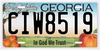 GA license plate CIW8519