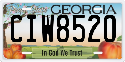 GA license plate CIW8520