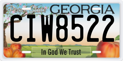 GA license plate CIW8522