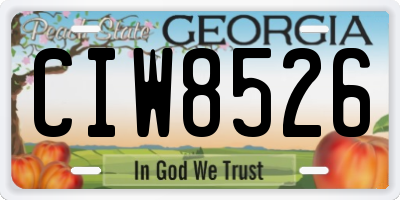GA license plate CIW8526