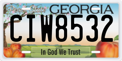GA license plate CIW8532