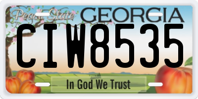 GA license plate CIW8535