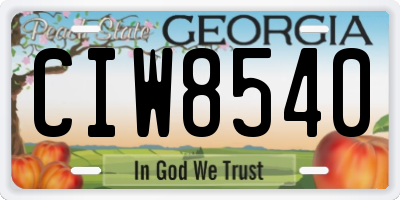 GA license plate CIW8540