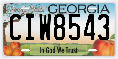 GA license plate CIW8543