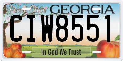 GA license plate CIW8551