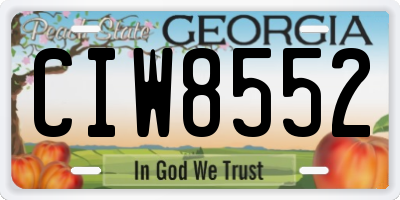 GA license plate CIW8552