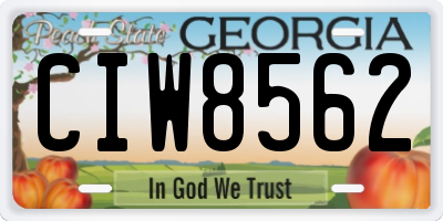 GA license plate CIW8562