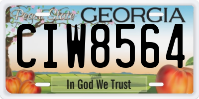 GA license plate CIW8564