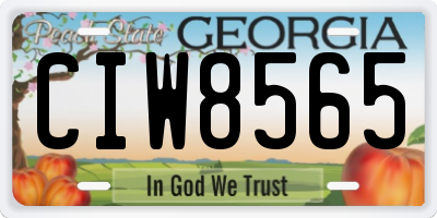 GA license plate CIW8565