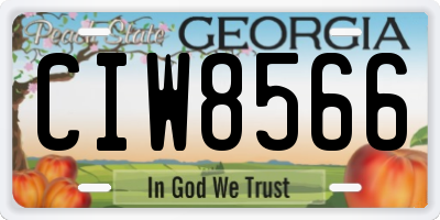 GA license plate CIW8566