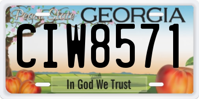 GA license plate CIW8571
