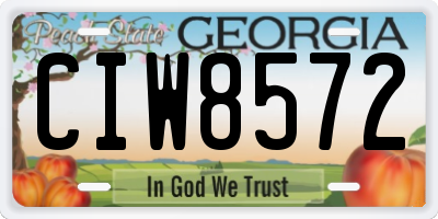 GA license plate CIW8572