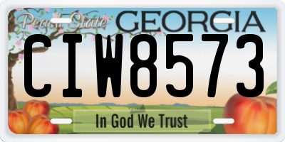 GA license plate CIW8573