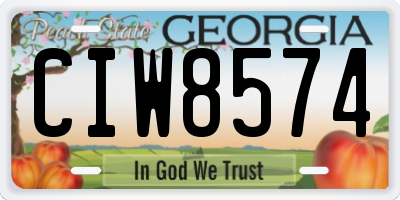 GA license plate CIW8574
